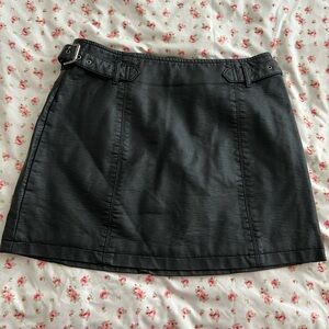 free people leather denim mini skirt